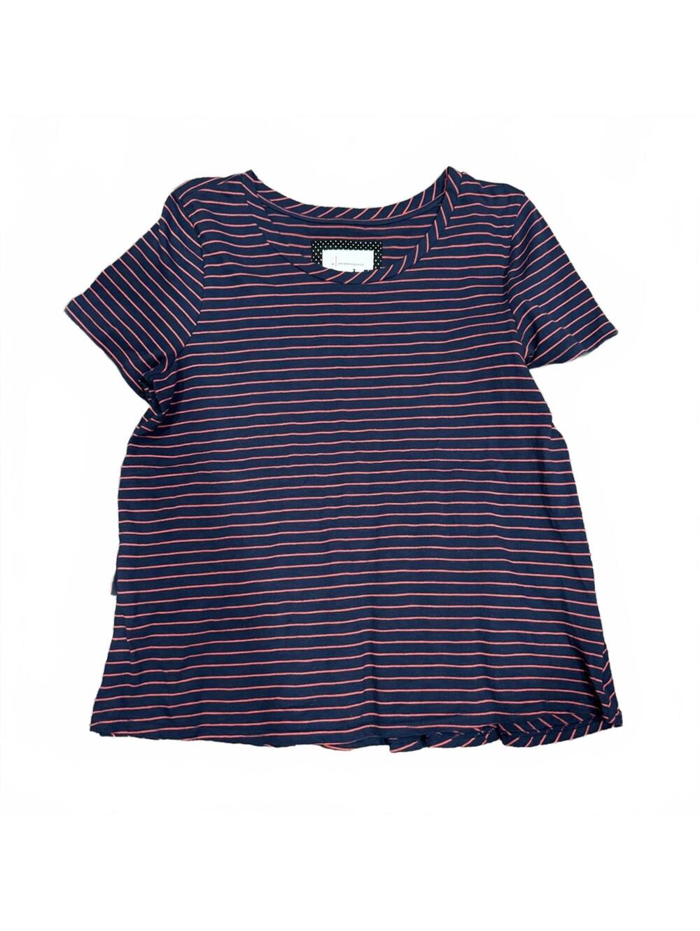 NWT Anthropologie Navy Red Ruffle Stripe Top Blouse Cottage Feminine Size Large